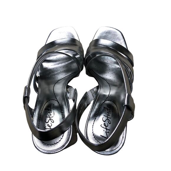 Lifestride SoftSystem Broadway Slingback Block heel Silver Size 7.5 - Picture 6 of 7